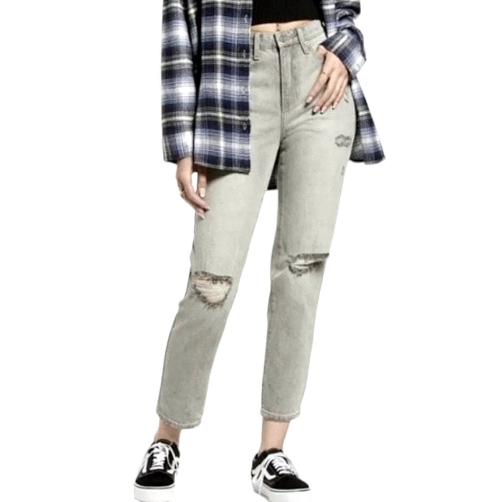 BP. BP. Jeans "Be Responsible" High Waist Distressed Gray 29 NWT Size 29" - 1 Thumbnail