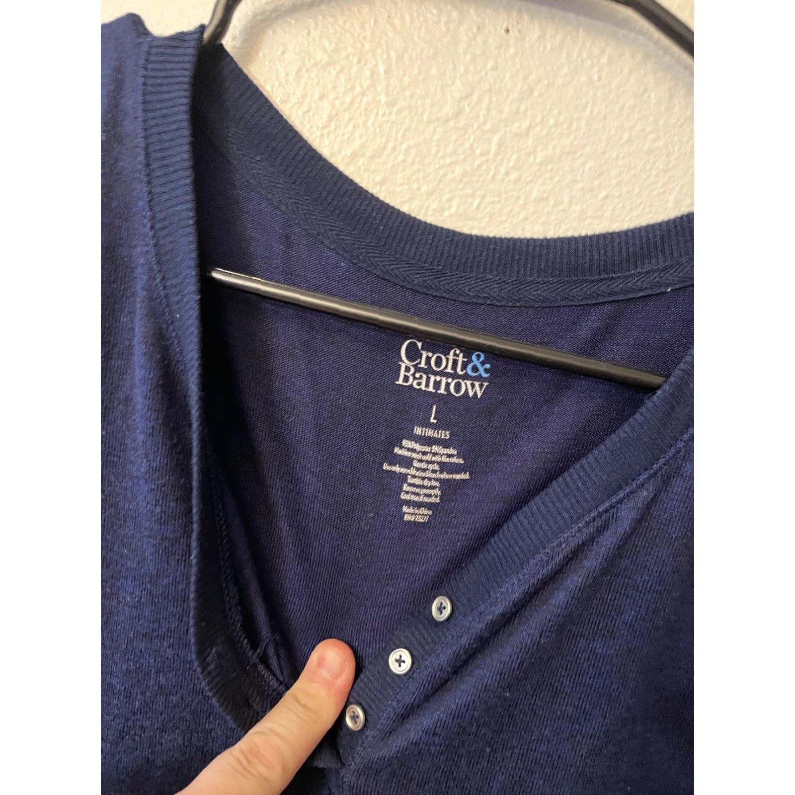 Croft & Barrow Croft & Barrow Pajama Top Henley Women L Blue Knit Polyester Blend Button Long Sleeve Solid Size L / US 10 / IT 46 - 2 Thumbnail