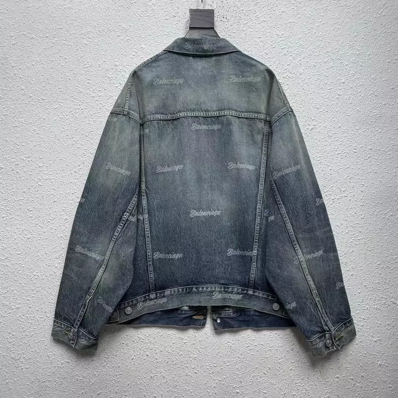 Balenciaga Balenciaga Blue full print logo denim jacket Size US S / EU 44-46 / 1 - 2 Thumbnail