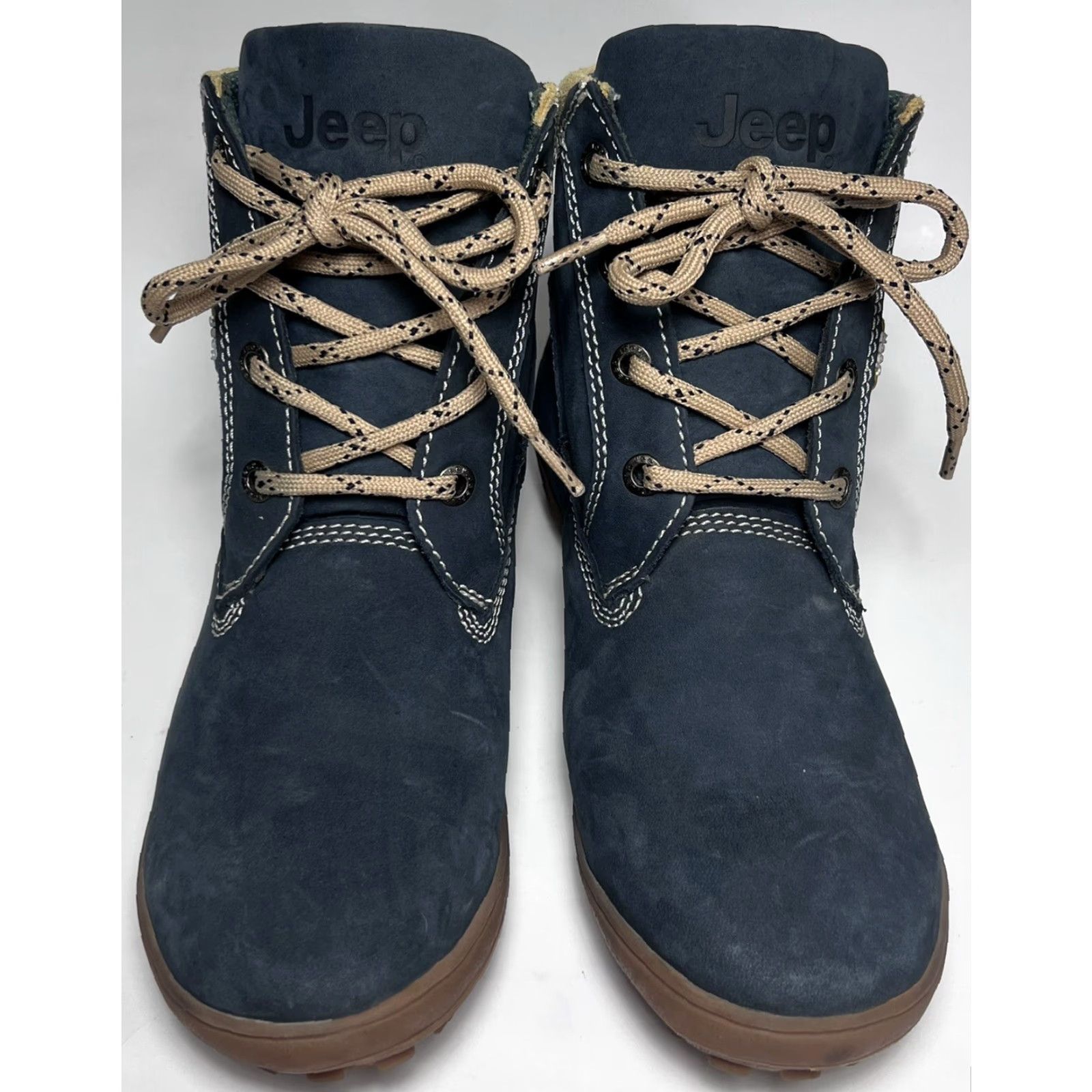Jeep Nice! Jeep Boots Womens Leather Ankle High Lace Up 10 Blue Faux Fur Lined M Size Shoes Size US 10 / IT 40 - 5 Thumbnail