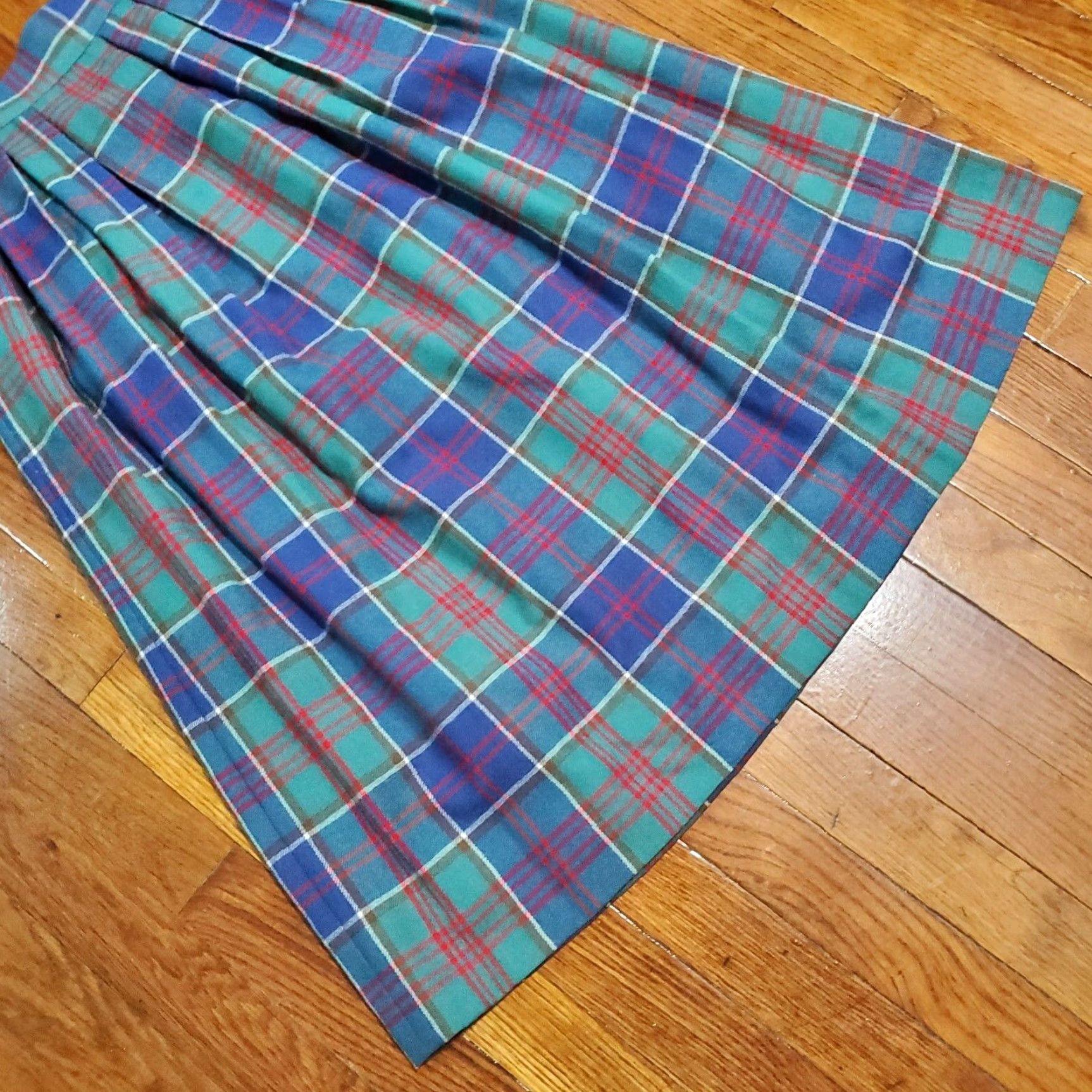 Vintage VINTAGE J.G. Hook Green Blue Plaid Preppy Ducks A-Line Skirt Size 4 Women/Adult? Size 27" / US 4 / IT 40 - 2 Thumbnail