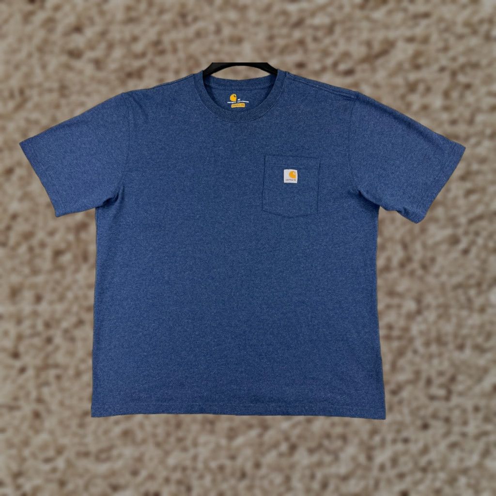 Carhartt VINTAGE Carhartt Shirt Mens XL Heather Blue Short Sleeve Pocket Crew Neck Work Size US XL / EU 56 / 4 - 1 Thumbnail