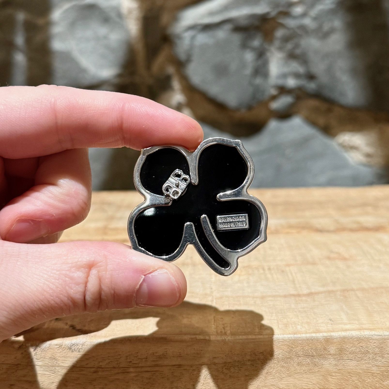Balenciaga Balenciaga Black Four Leaves Clover Strass Single Earring Size ONE SIZE - 5 Thumbnail