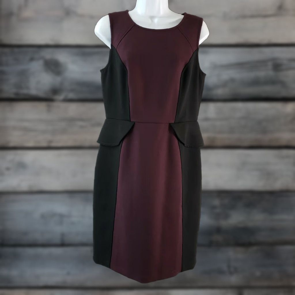 Loft Ann Taylor LOFT Dress Womens Sz 6 Black Burgundy Sleeveless Ponte Knit Size M / US 6-8 / IT 42-44 - 1 Thumbnail