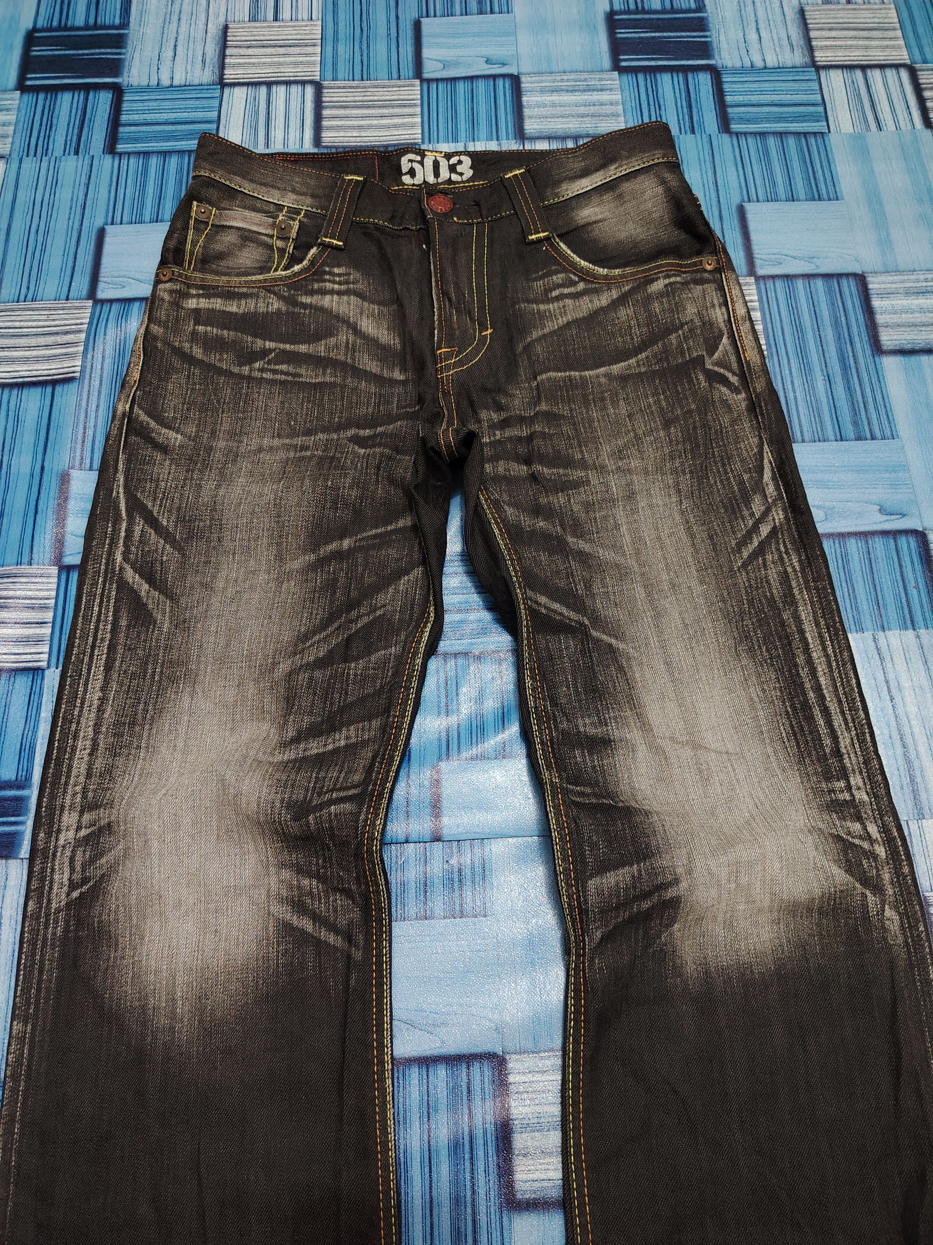 Edwin Japanese Edwin 503 Blue Trip Black Flared Jeans Size US 30 / EU 46 - 6 Thumbnail