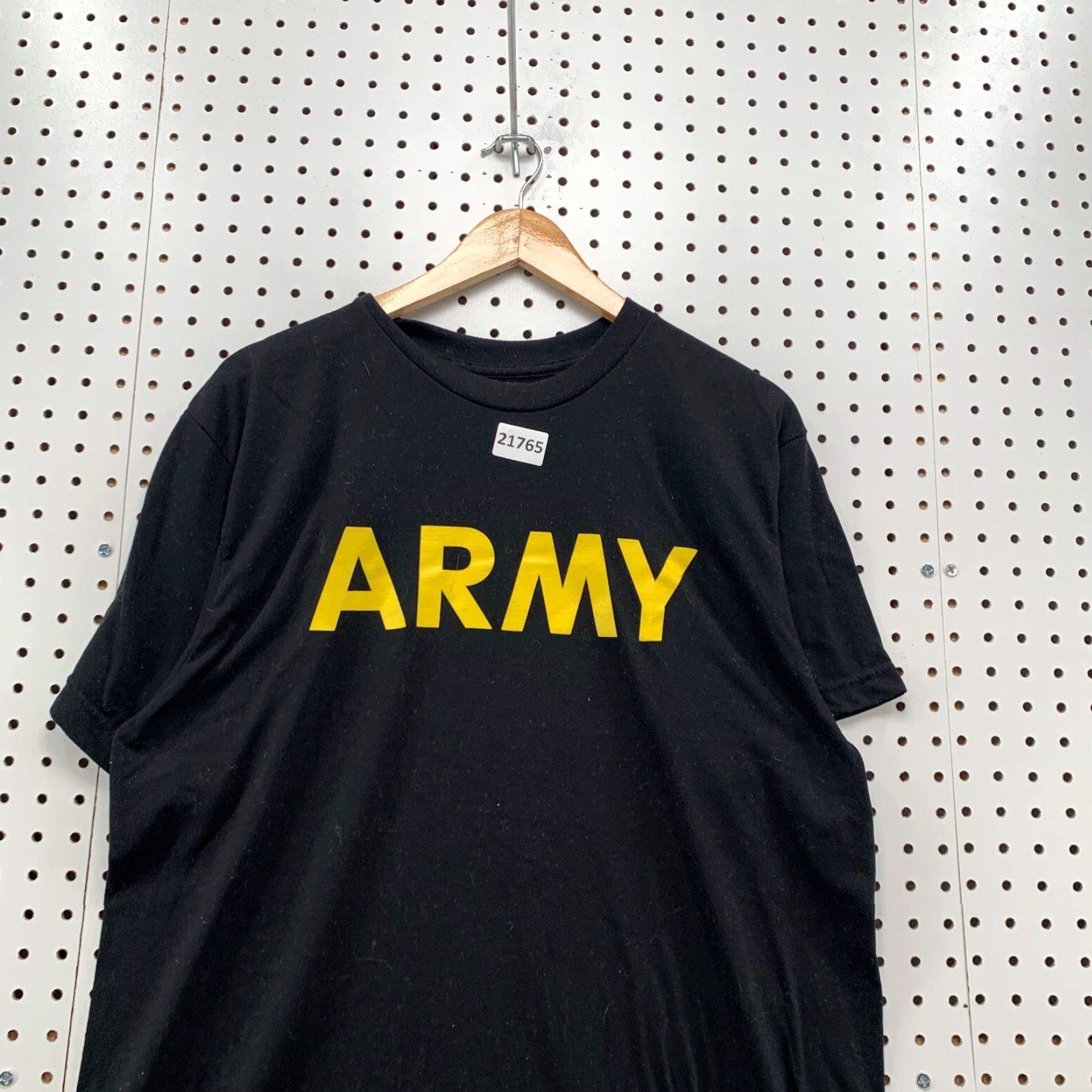 Spell VINTAGE Army T-Shirt Black Yellow Spell Out Adult Large Short Sleeve Regular Fit Size US L / EU 52-54 / 3 - 2 Thumbnail