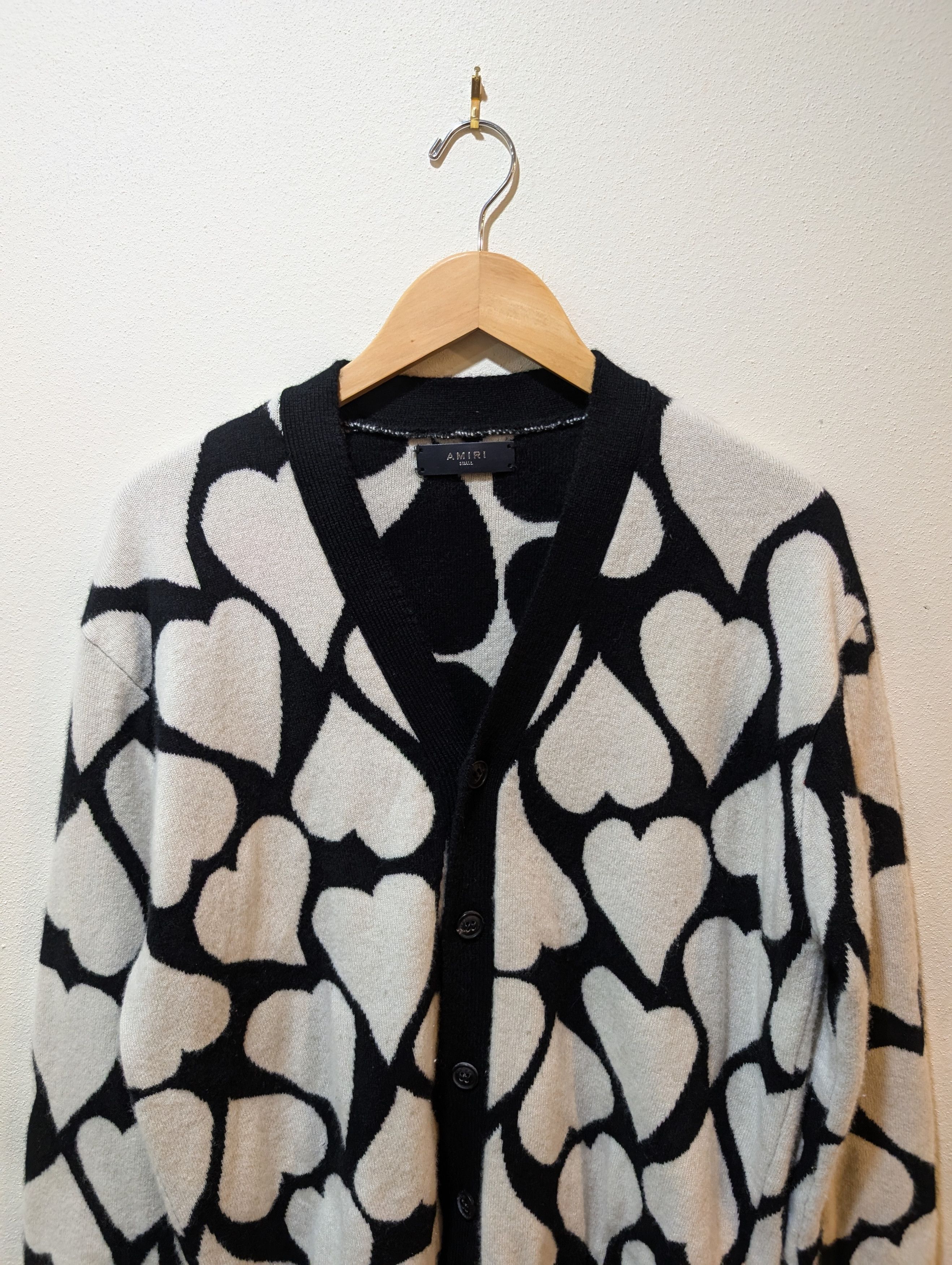 Amiri Hearts Jacquard Cashmere Cardigan Size US M / EU 48-50 / 2 - 3 Thumbnail