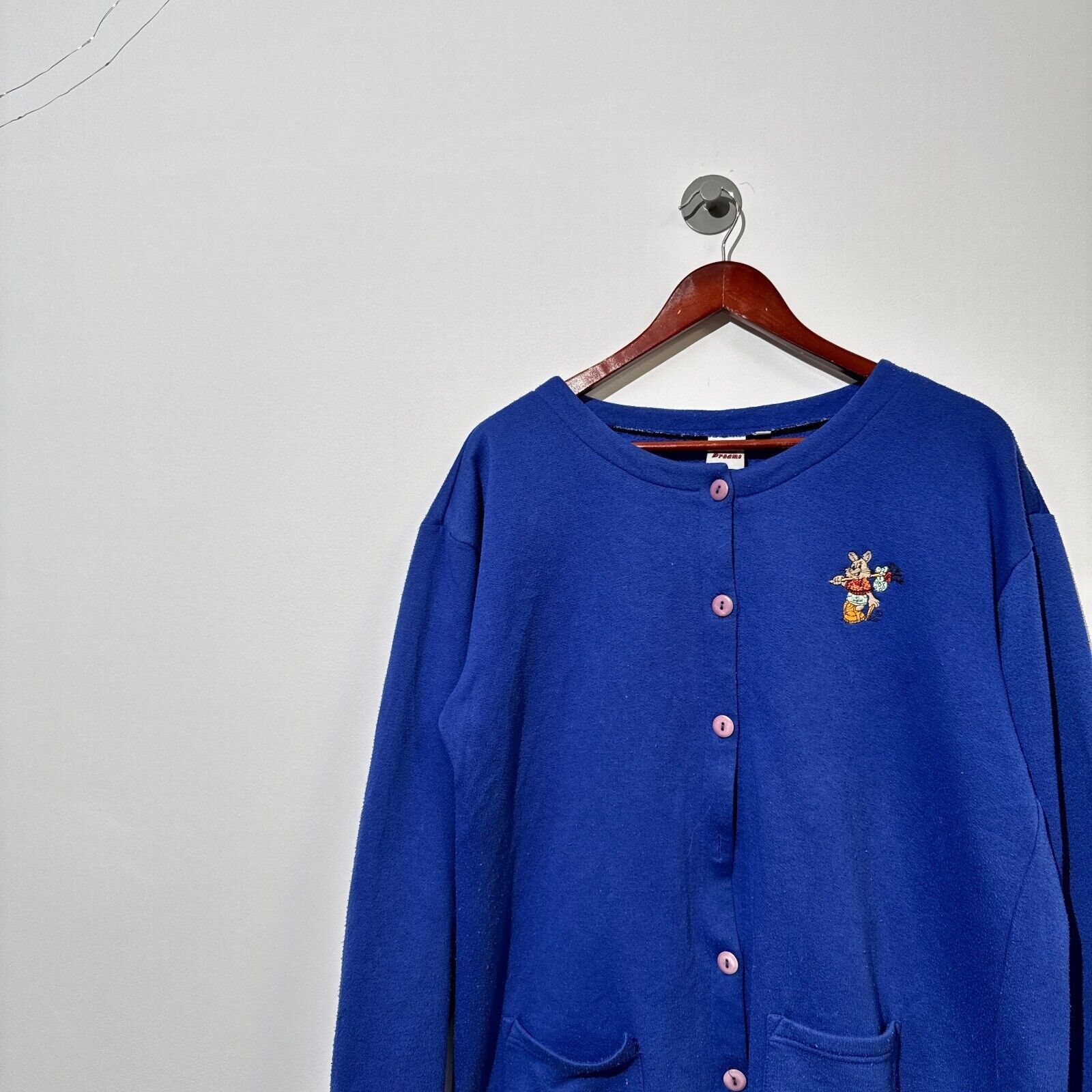 Vintage Vintage Unisex Blue Cotton Cardigan Size M/L Regular Fit 90s Size US L / EU 52-54 / 3 - 3 Thumbnail