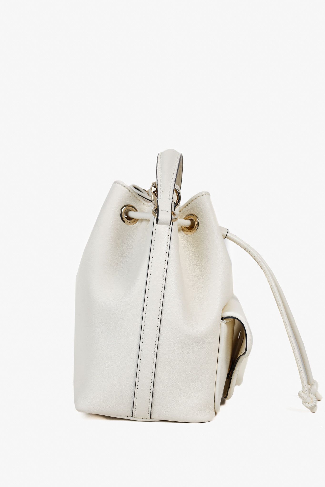 Valentino Valentino Garavani Ivory Off-White Loco Calfskin Bucket Bag Size ONE SIZE - 3 Thumbnail