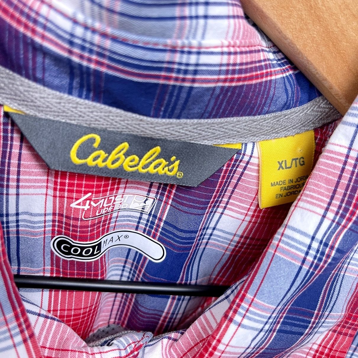 Cabelas Cabelas Short Sleeve Hiking Shirt Red Plaid Cooling Mens XL Size US XL / EU 56 / 4 - 5 Thumbnail