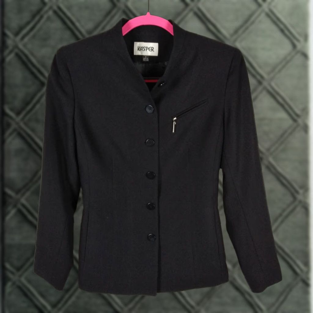 Kasper Kasper Blazer Jacket Black 4 Womens Lined Career Work Blazer Coat Size S / US 4 / IT 40 - 1 Thumbnail