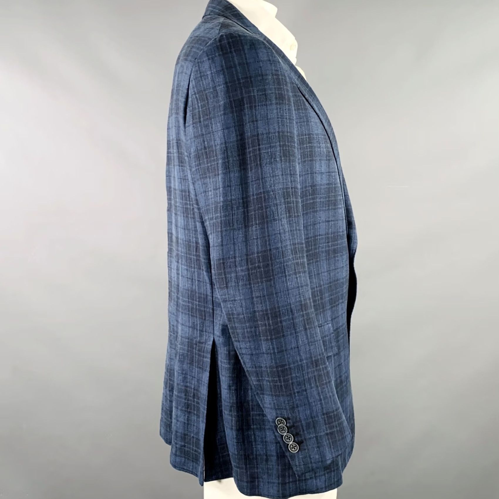 Ermenegildo Zegna ERMENEGILDO ZEGNA Sport Coat Blue Navy Plaid Notch Lapel Size 48 Regular Mens Size US M / EU 48-50 / 2 - 3 Thumbnail