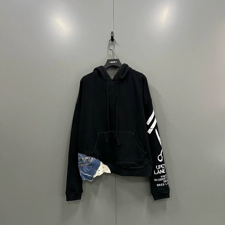 Greg Lauren greg lauren Shake fleece damaged denim patchwork printed ho Size US M / EU 48-50 / 2 - 1 Thumbnail