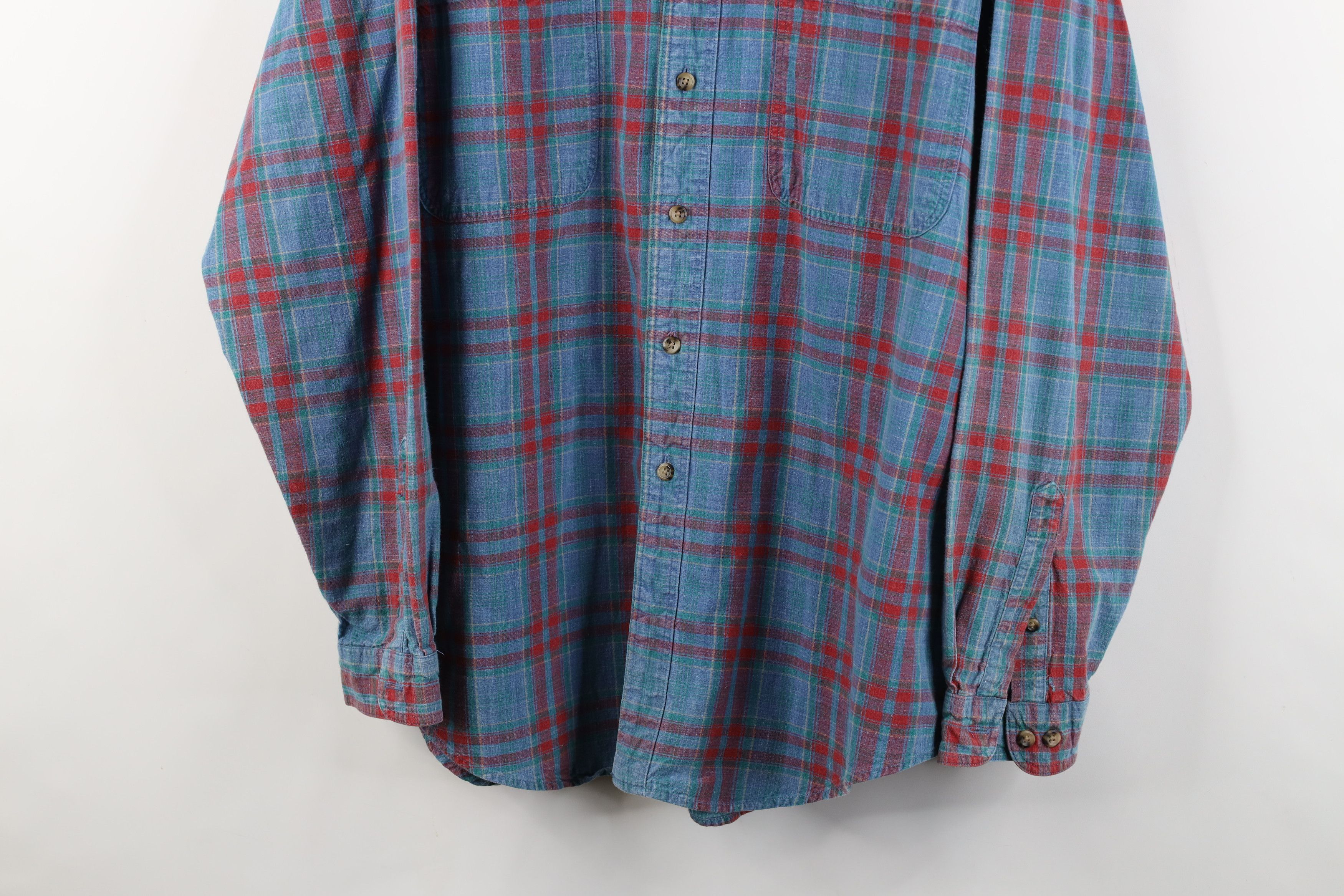 Vintage Vintage 90s Streetwear Chambray Button Down Shirt Plaid Size US XL / EU 56 / 4 - 3 Thumbnail