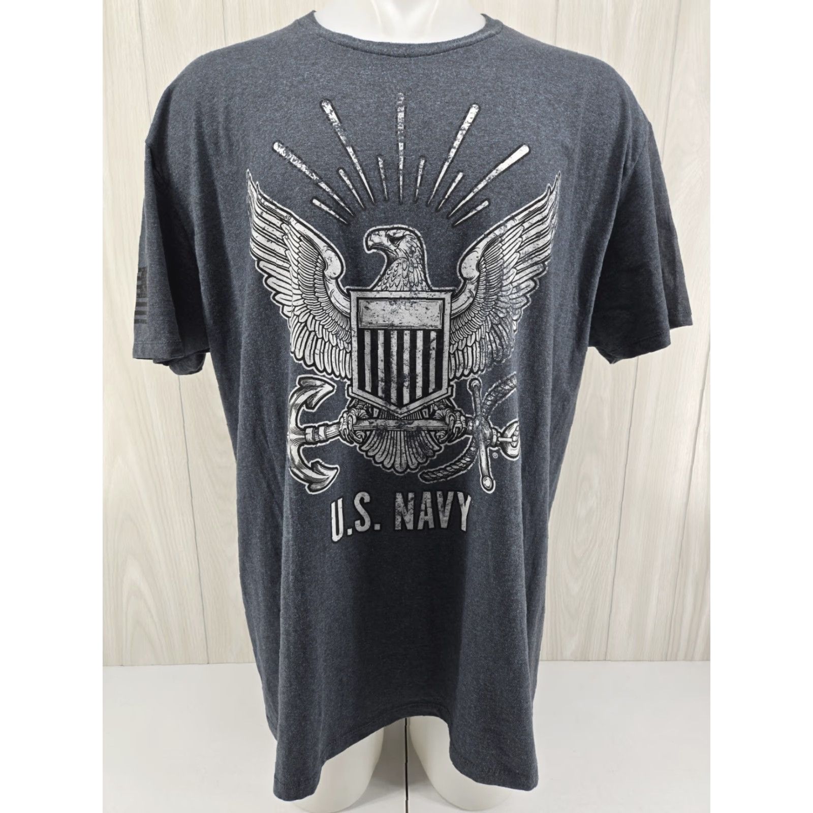 Vintage BattleSpace 7.62 Design US Navy Men's T Shirt Gray 2XL Short Sleeve Crew Neck Cotton Logo Military Patriotic USA/Grey Size US XXL / EU 58 / 5 - 2 Thumbnail