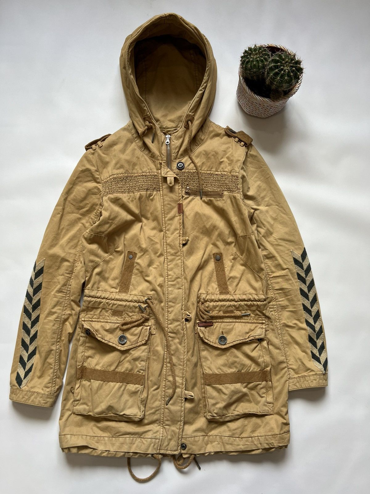 khujo Khujo Beige Brown Military Multipocket Jacket Size US M / EU 48-50 / 2 - 1 Thumbnail