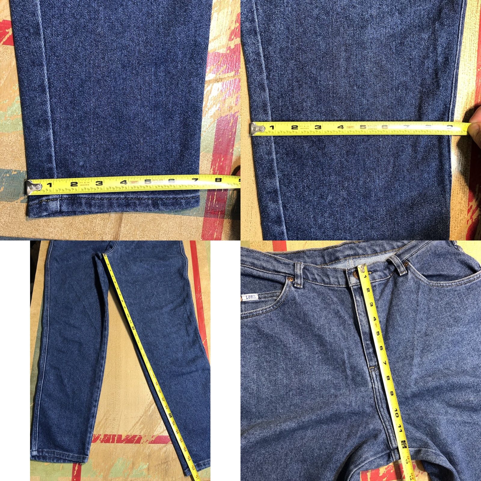 Lee VINTAGE Lee Jeans Taper Womens 14 Regular 30x30.5 Blue Denim Hi Rise 12 Inseam 5-Pocket USA 80s 90s Fans Mens Girls Size 36" / US 14 / IT 50 - 8 Thumbnail