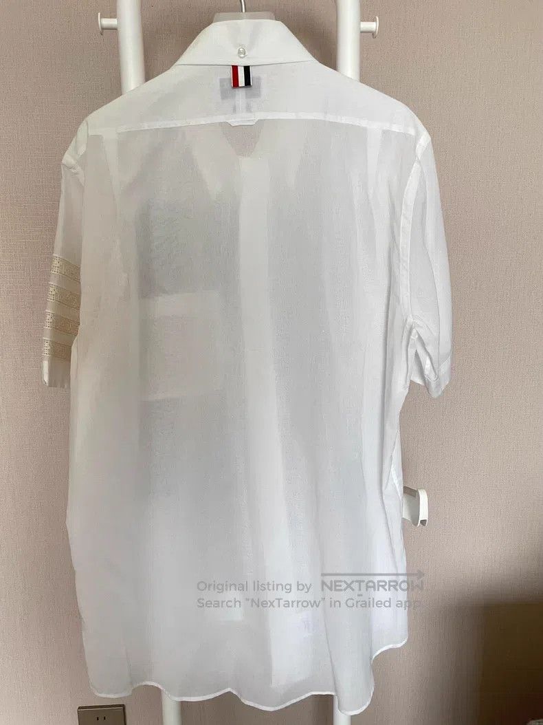 Thom Browne Thom Browne White Short Sleeve Shirt Size US XL / EU 56 / 4 - 5 Thumbnail