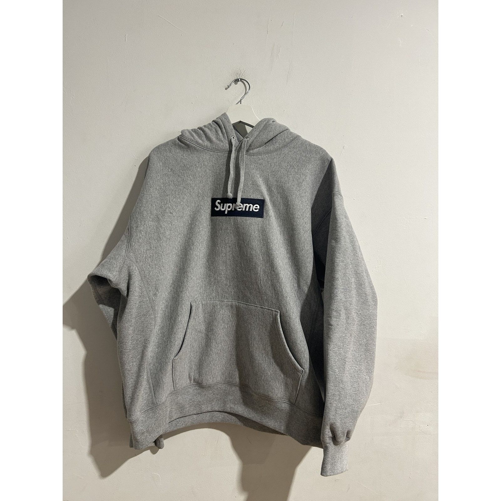 SUPREME HEATHER GREY BOX LOGO HOODIE SIZE XL NEW