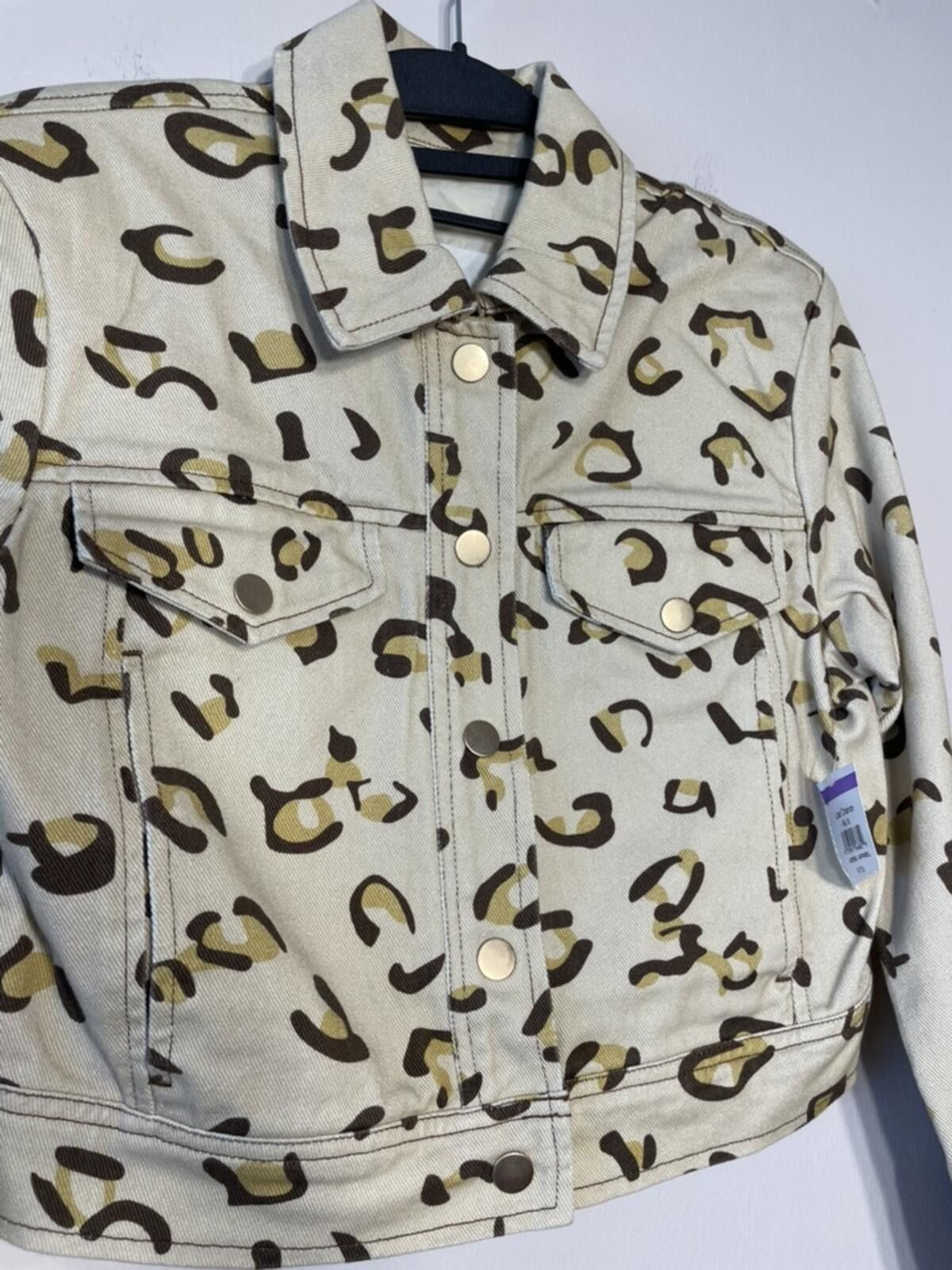 Other Avec Les Filles Leopard Cropped Denim Trucker Jacket New XS Size XS / US 0-2 / IT 36-38 - 3 Thumbnail