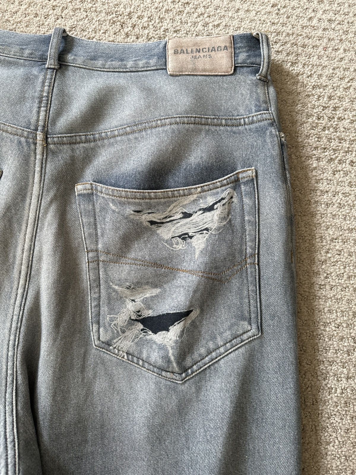 Balenciaga Trompe L'oeil Denim Sweatpants | Grailed