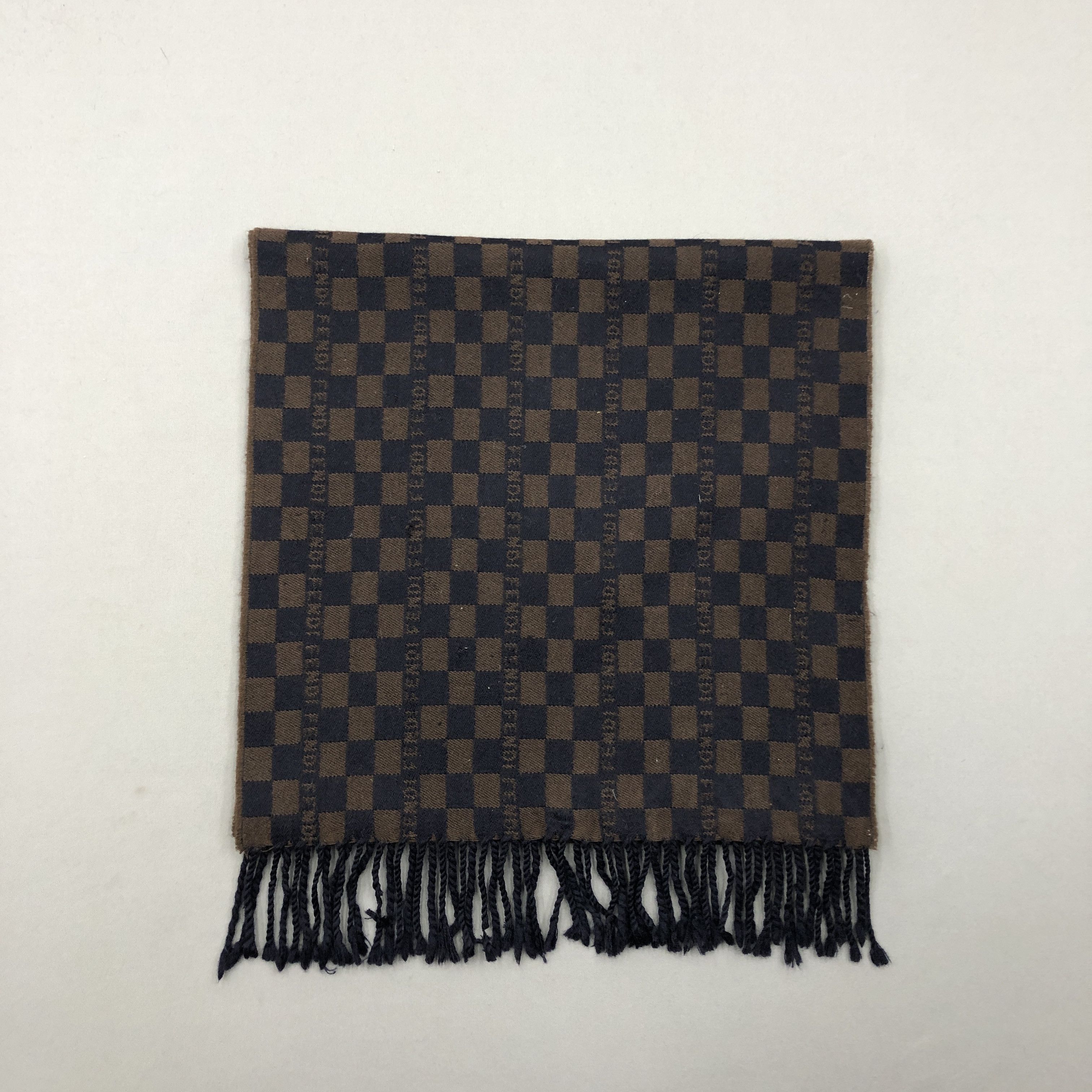 Fendi Vintage Fendi Scarf Fendi Zucca FF Check Wool Scarves Size ONE SIZE - 2 Thumbnail