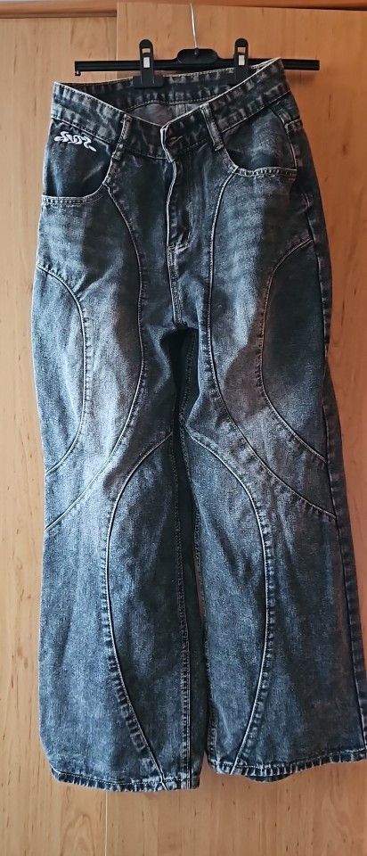 Japanese Brand × Jean Black Retro Washed Distressed Baggy Jeans Size US 31 - 5 Thumbnail