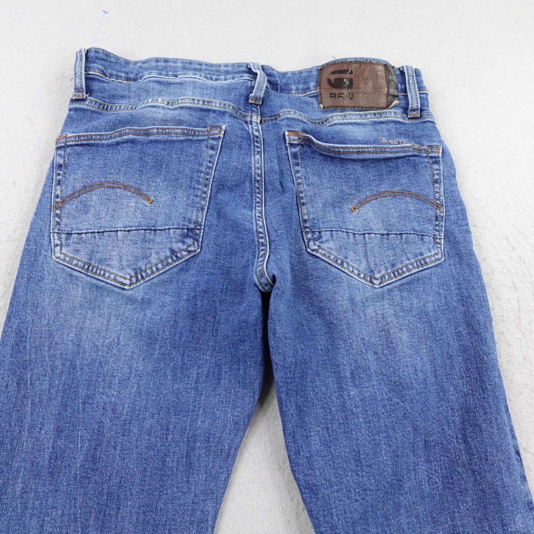 Vintage G-Star RAW Jeans 30x30 Blue Denim 3301 Straight Button Fly 5-Pocket Mens Slim/Faded Flex Size US 30 / EU 46 - 5 Thumbnail