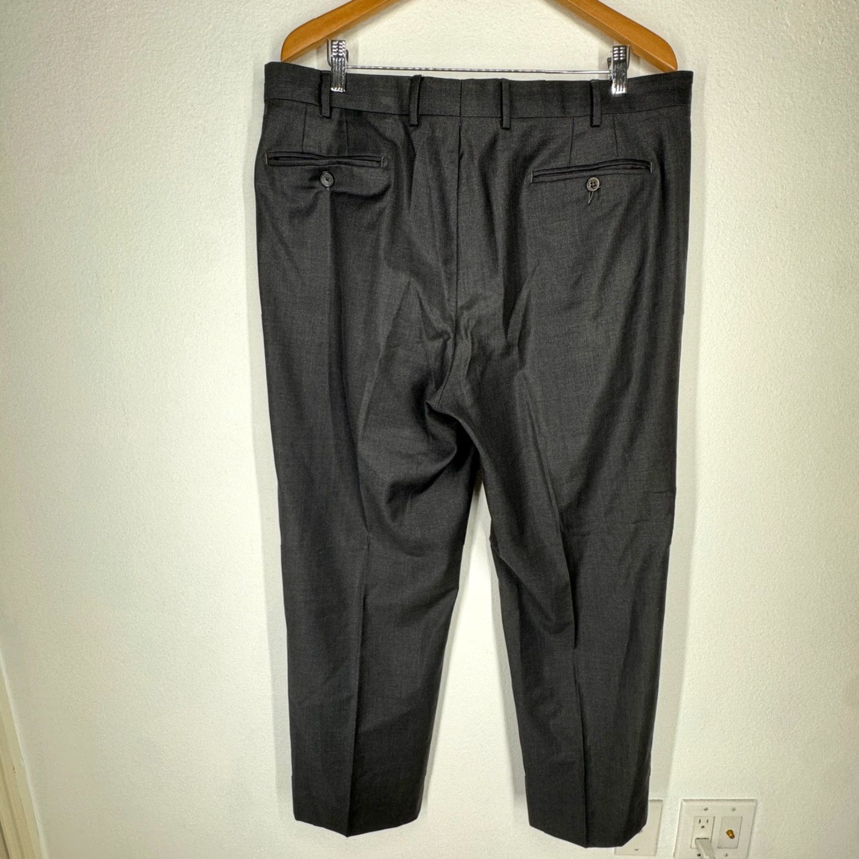 Zanella Zanella Todd 100% Virgin Wool Dress Pants Mens 38 Charcoal Gray Flat Front Italy Size US 40 / EU 56 - 6 Thumbnail