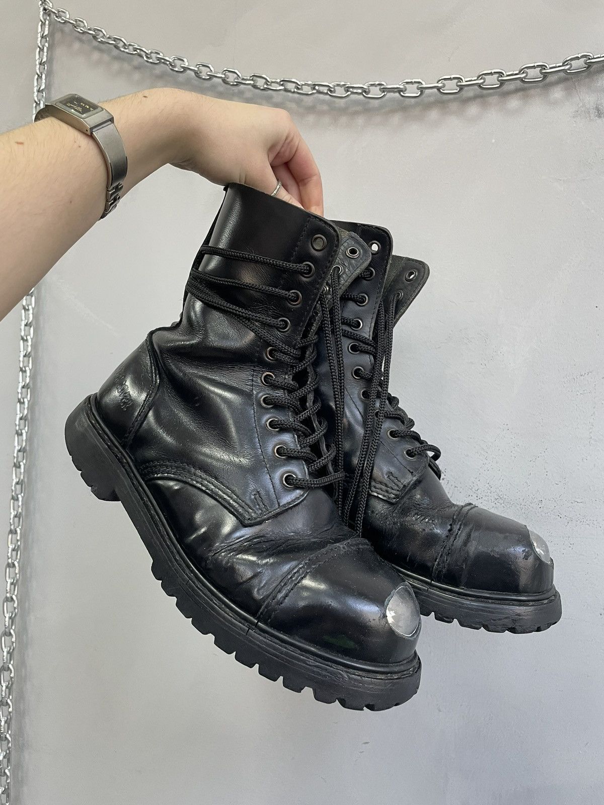 Leather Boots Boots Opium 00s Aesthetic Y2K Leather Grunge Opium Boots