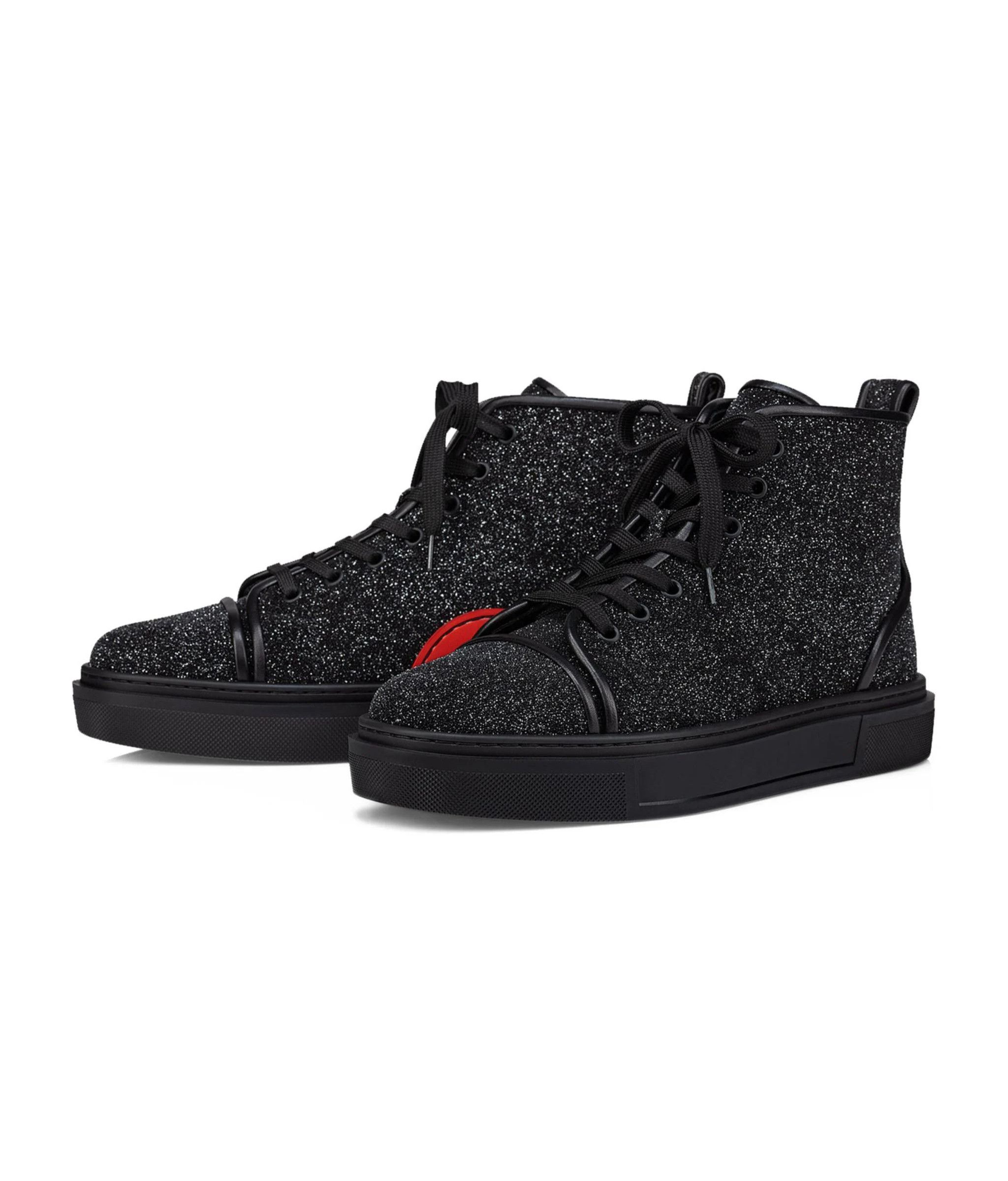 Christian Louboutin CHRISTIAN LOUBOUTIN Adolon black leather glitter sneakers Size US 11 / EU 44 - 1 Thumbnail
