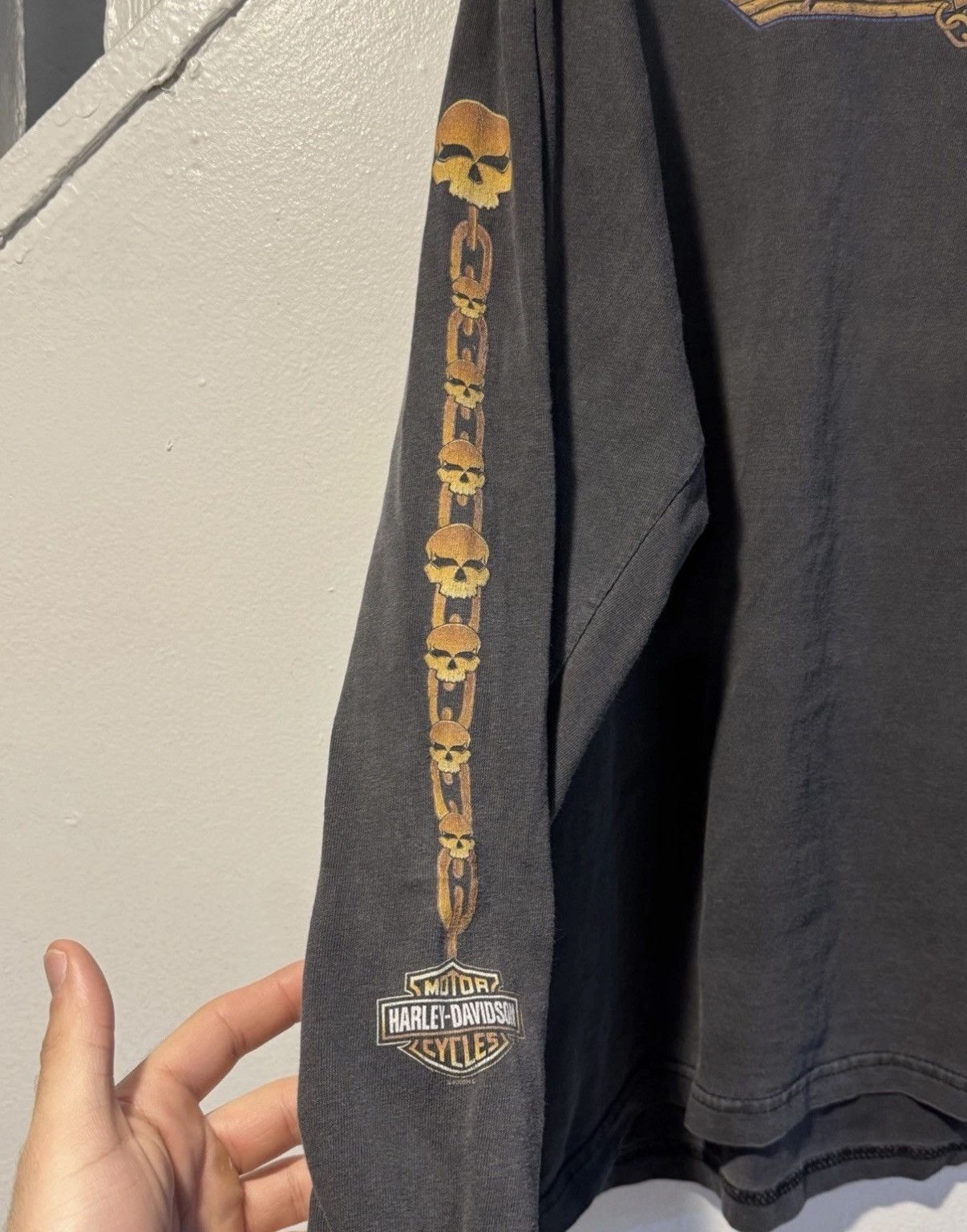 Harley Davidson Vintage Harley-Davidson Kuwait Long Sleeve Skull Chain Size US M / EU 48-50 / 2 - 2 Thumbnail