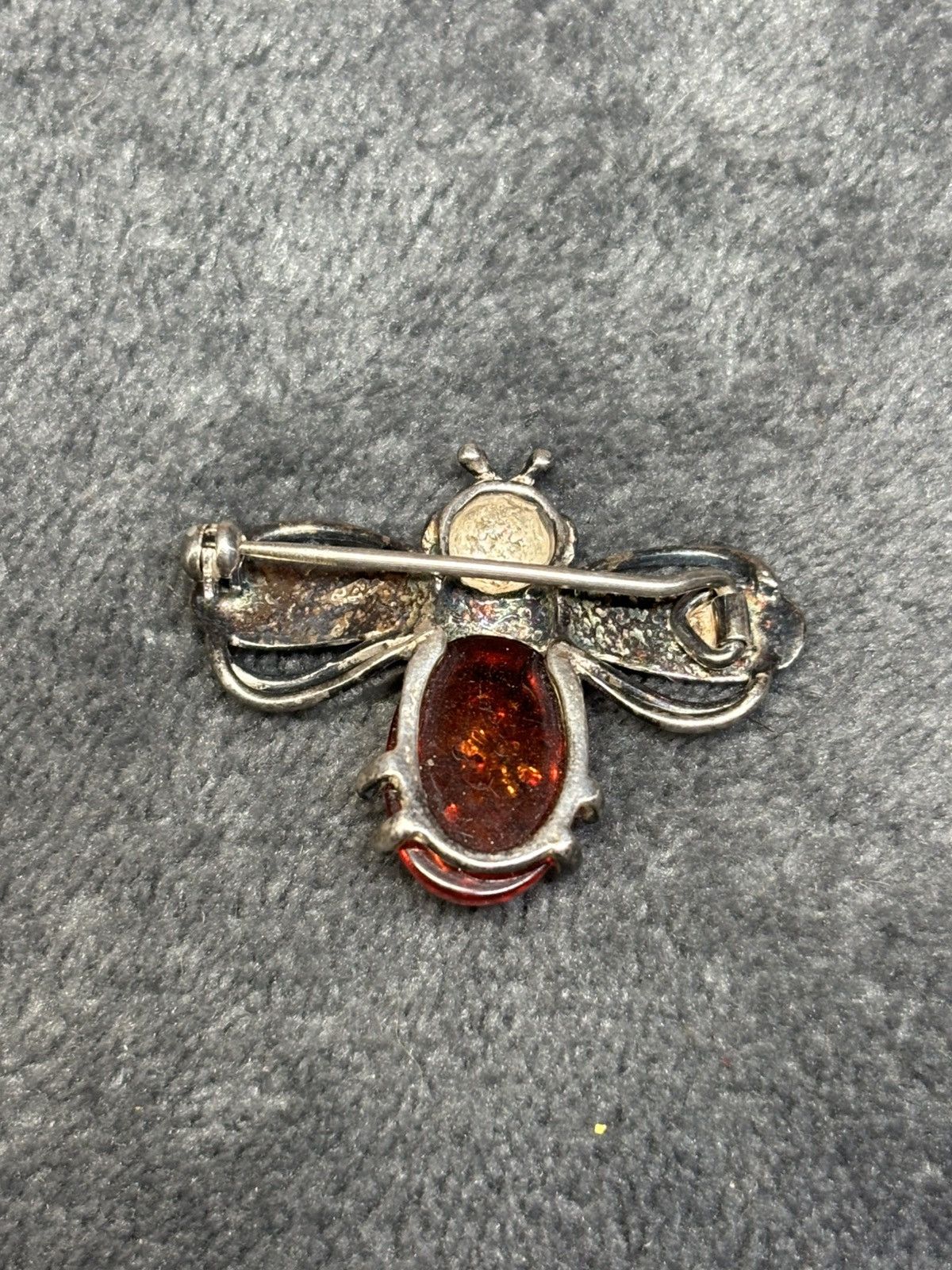 Other Baltic Amber Sterling Silver 925 Brooch Bee Insect Amber Pin Size ONE SIZE - 5 Thumbnail