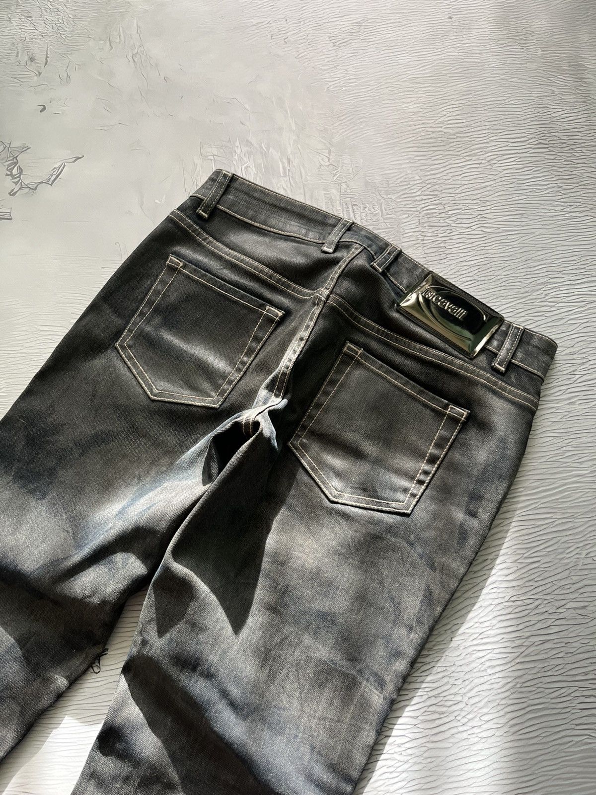 Just Cavalli 🍃Just Cavalli Waxed Luxury Jeans Pants Black Size 29" - 11 Thumbnail