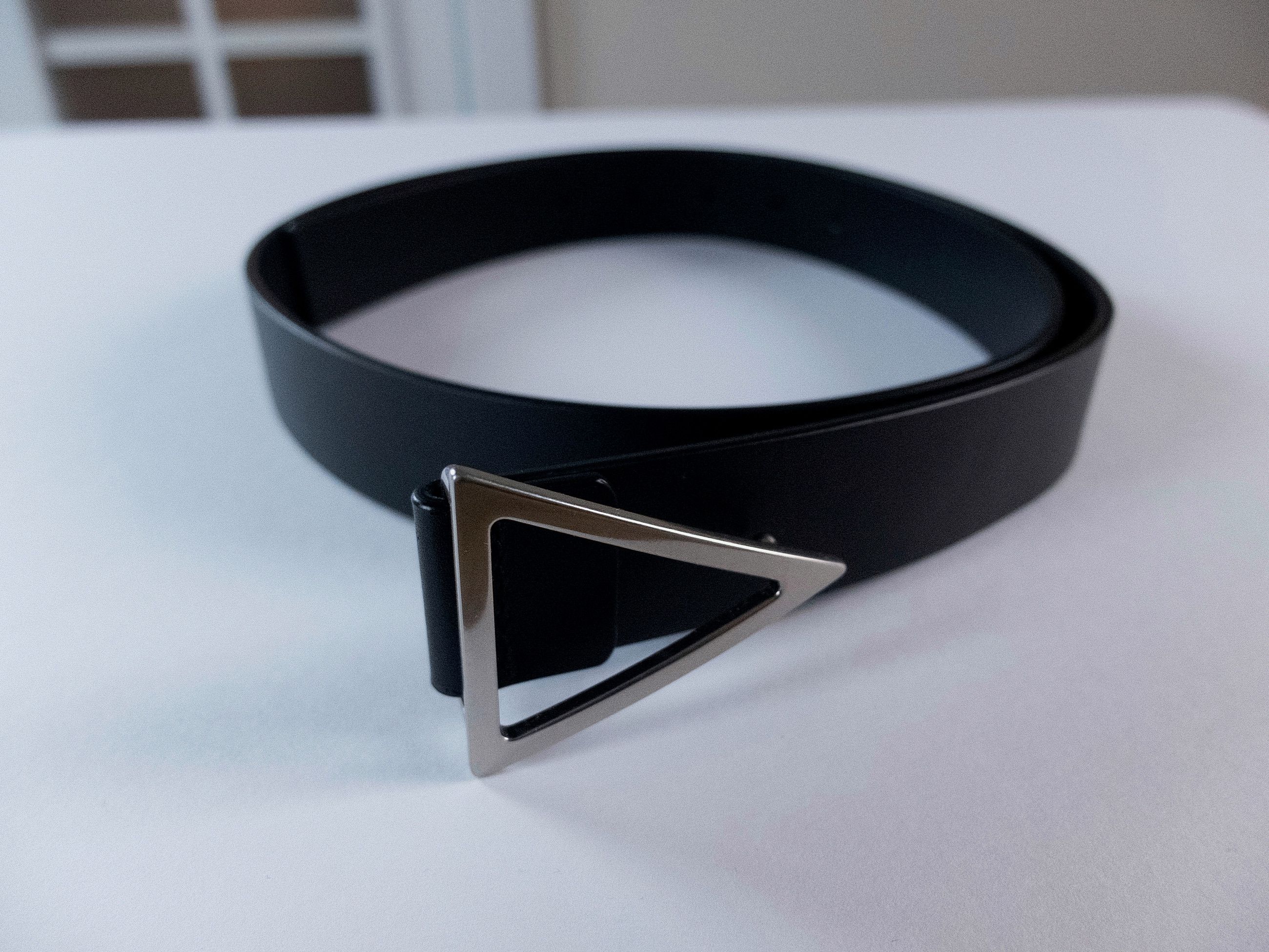 Bottega Veneta BOTTEGA VENETA black triangle buckle leather belt 36 95 Size 36 - 2 Thumbnail