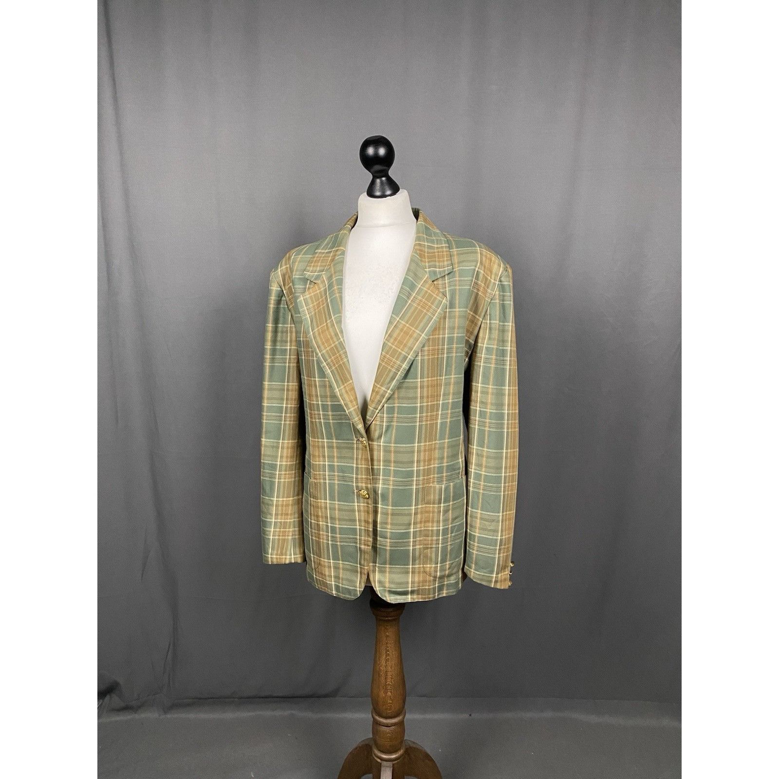 Burberry Burberry Vintage Old Money Women's Green Checked Blazer Jack Size L / US 10 / IT 46 - 2 Thumbnail