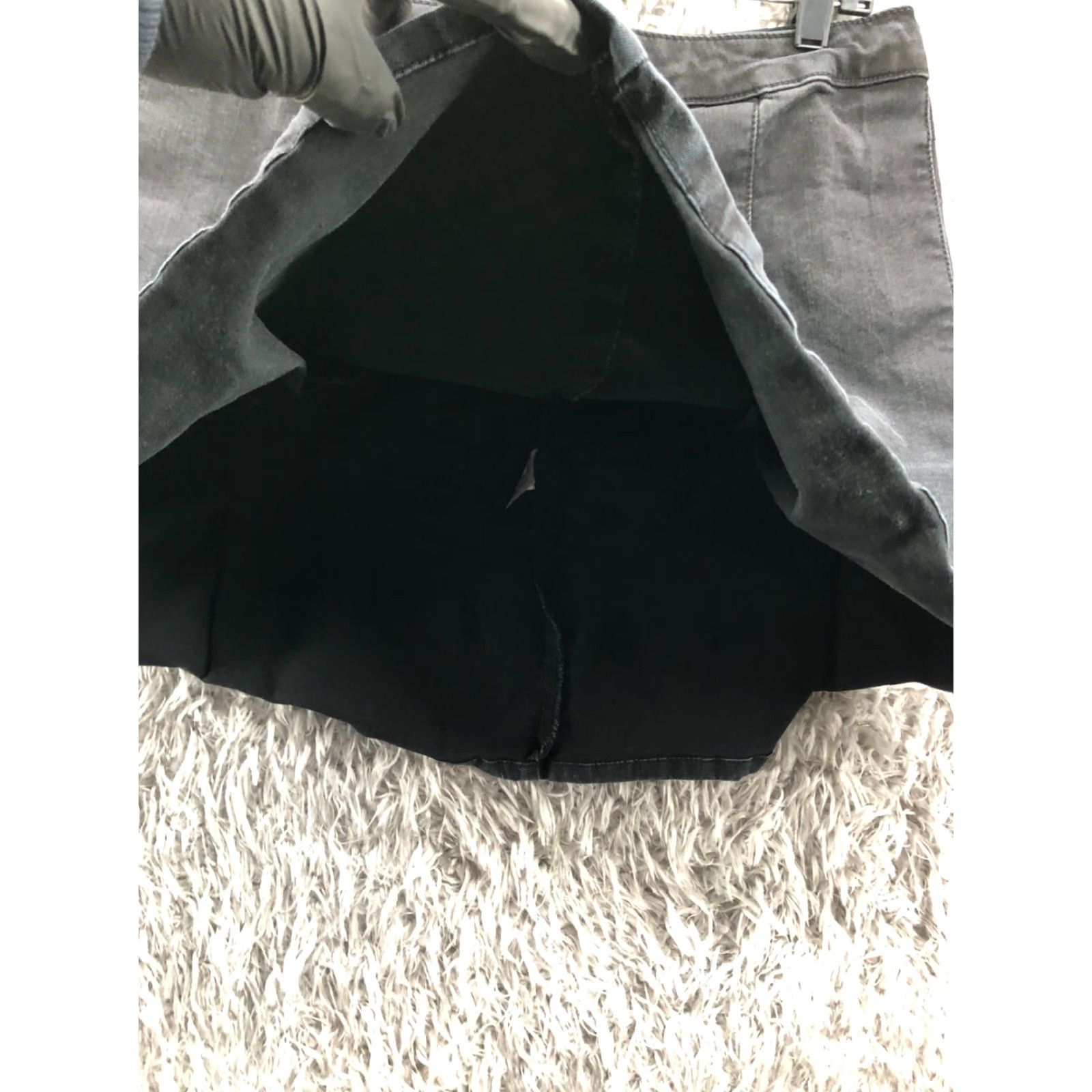 Vintage SO High Rise Tennis Skirt Juniors Size 15 Black Denim Dark Wash Flared Zip Size 36" / US 14 / IT 50 - 4 Thumbnail