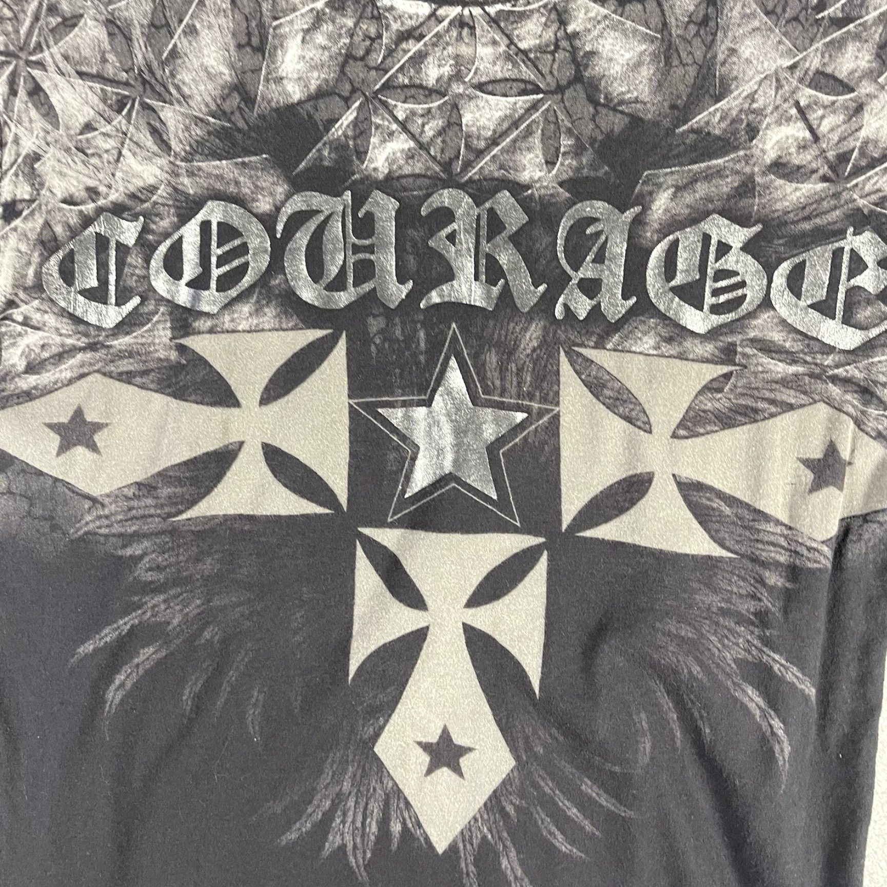 Vintage XZAVIER Faith Pride Courage Eagle Wings Cross T-Shirt Medium Black Cotton Crew Neck Short Sleeve Graphic Print Men Size US M / EU 48-50 / 2 - 4 Thumbnail