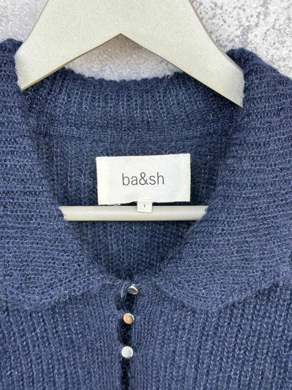 ba&sh Ba&Sh Puffed Sleeve Knit Polo Mohair/Wool Sweater Navy Size S / US 4 / IT 40 - 11 Thumbnail