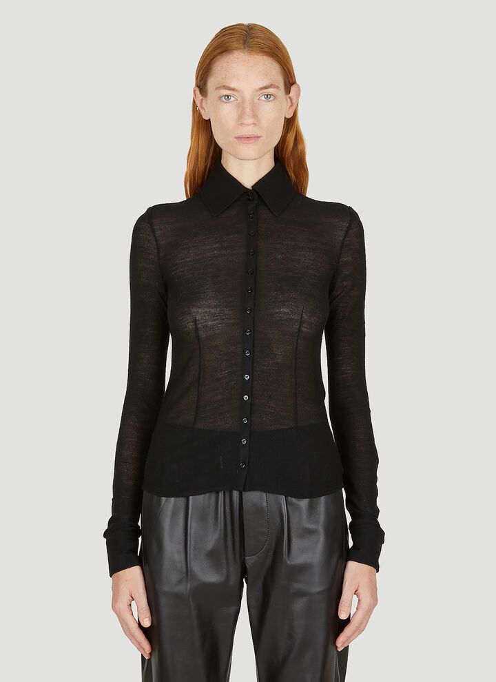 Saint Laurent Paris o1bcso1str0325 Fitted Shirt In Wool Jersey in Black Size XL / US 12-14 / IT 48-50 - 1 Thumbnail