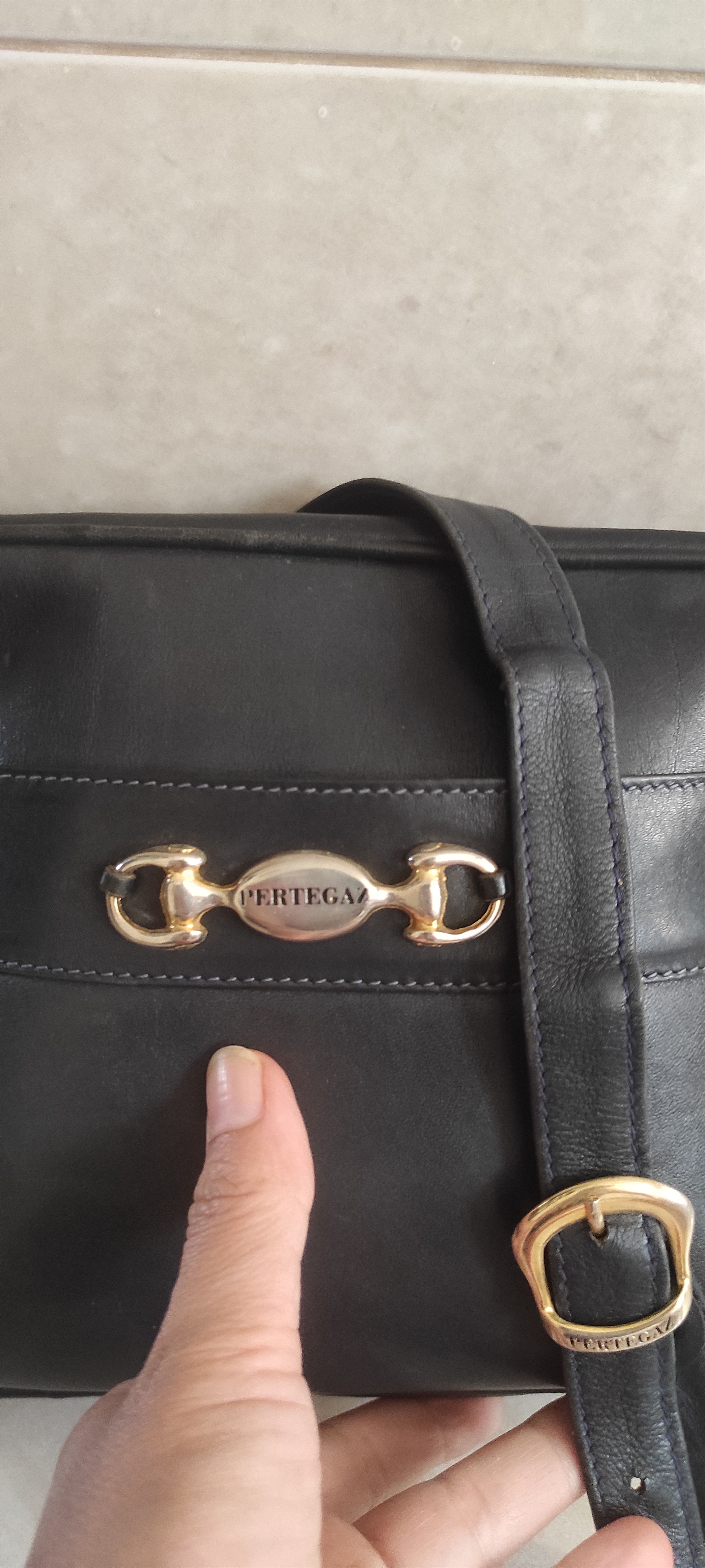 Other Vintage Pertegaz Genuine Leather Shoulder Bag Dark Blue Size ONE SIZE - 4 Thumbnail