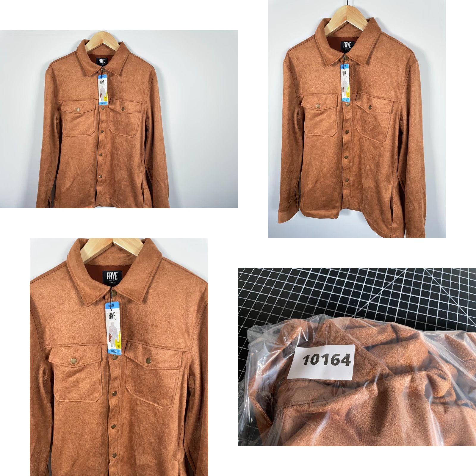 Frye VINTAGE Frye Shirt Jacket Brown L Large Faux Suede Button-Up Collared Long Sleeve Size US L / EU 52-54 / 3 - 9 Thumbnail