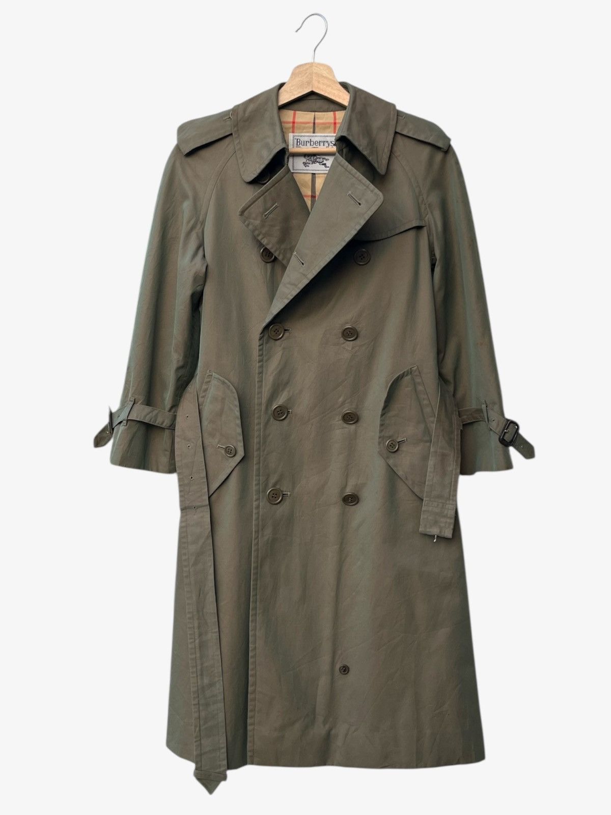 Burberry 80s/90s Burberrys Trench Coat Classic Double Breasted Olive Size S / US 4 / IT 40 - 2 Thumbnail