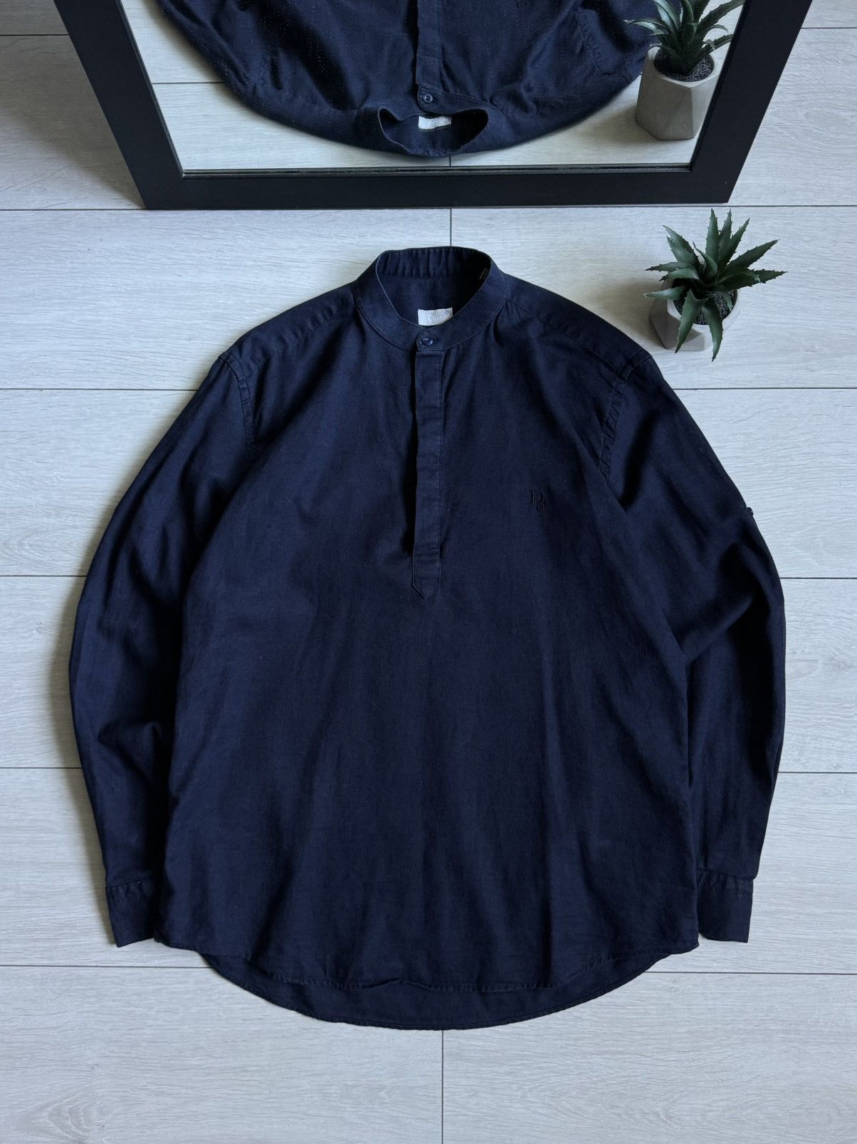 Dior Dior Linen Navy Luxury Button Up Shirt Size US L / EU 52-54 / 3 - 1 Thumbnail