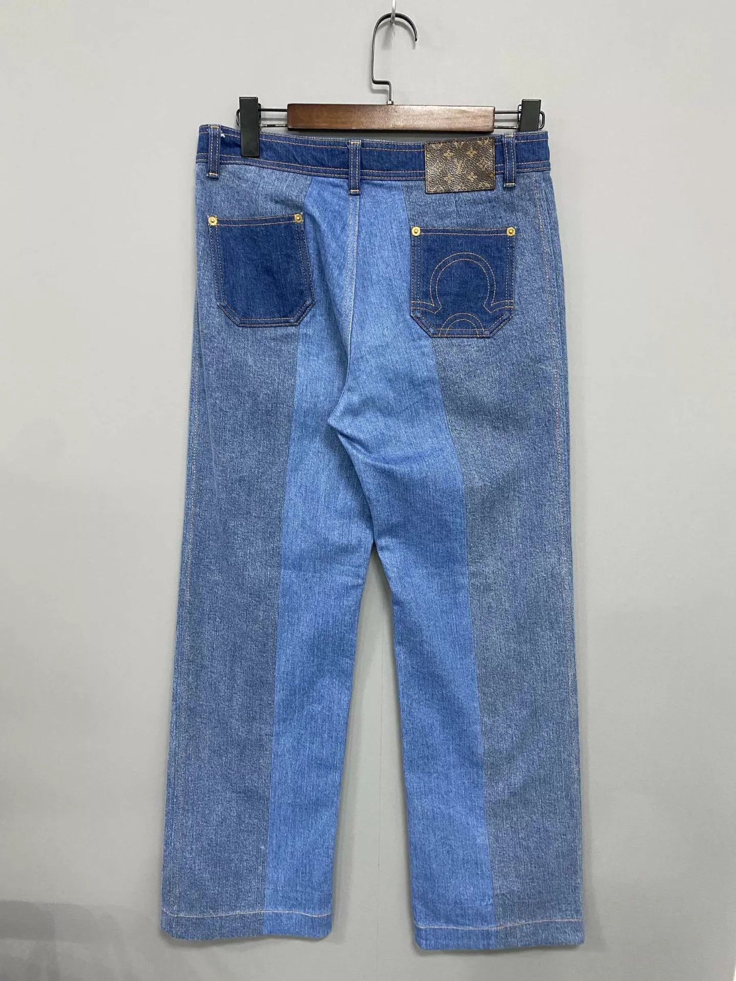 Louis Vuitton LV colorblocked monogram leather patch jeans 40 Size 28" / US 6 / IT 42 - 3 Thumbnail