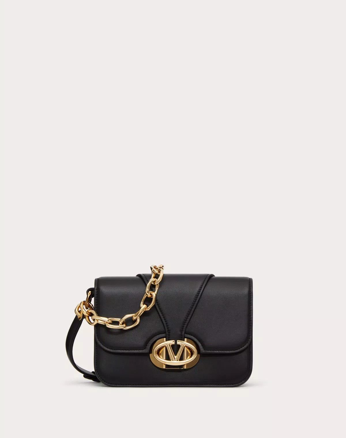 Valentino oc11z0725 Size:OS/Leather Shoulder Bag With Chain in Black Size ONE SIZE - 1 Thumbnail