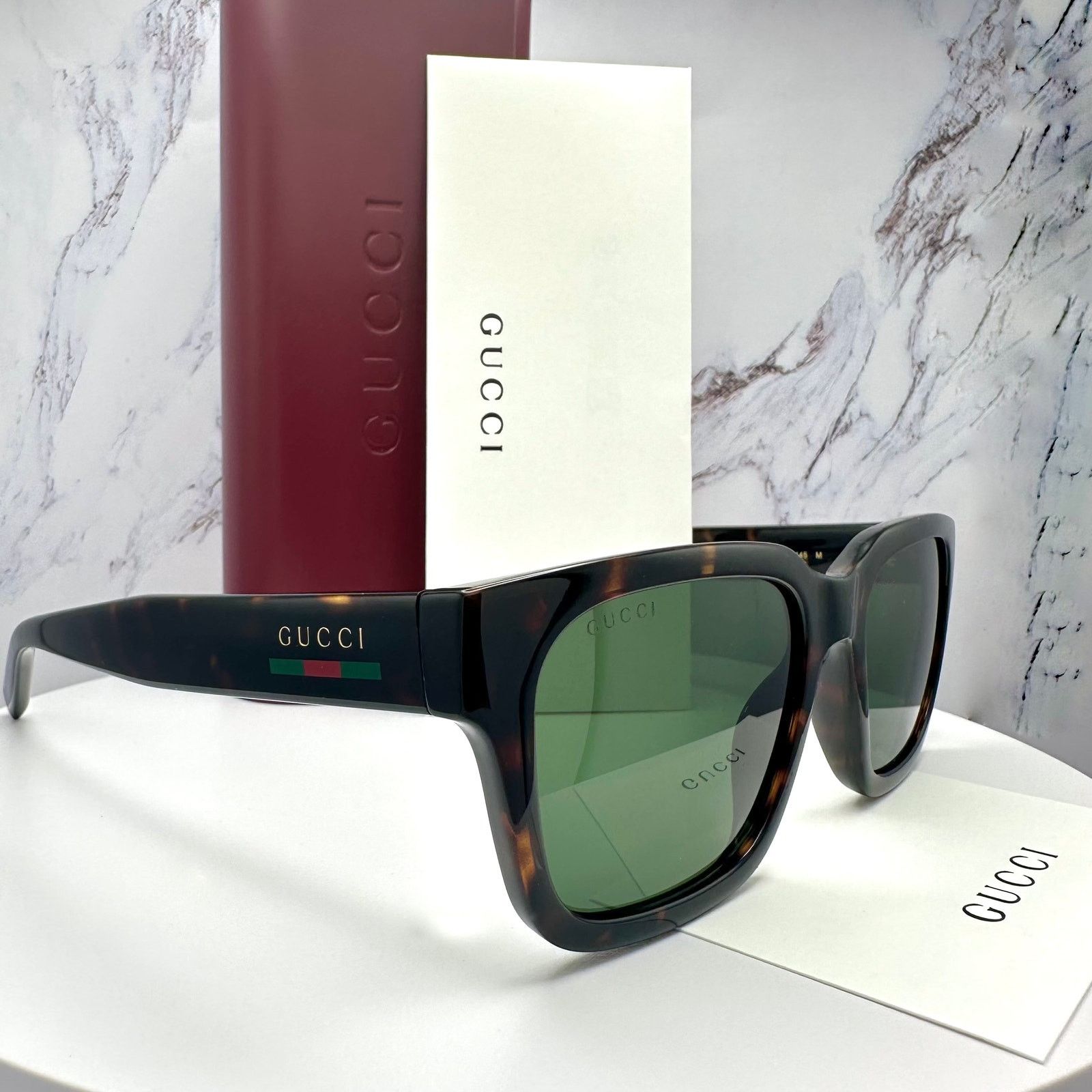 Gucci New GUCCI Sunglasses Brown Gold Red Green Web 55-20-145 mm Size ONE SIZE - 12 Thumbnail
