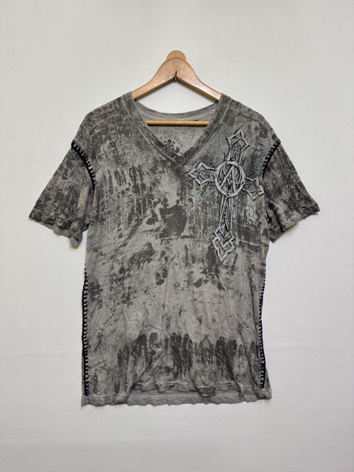 Affliction Rare Affliction Big Cross Wings Graphic Tee in Black Stitch Size US M / EU 48-50 / 2 - 2 Thumbnail