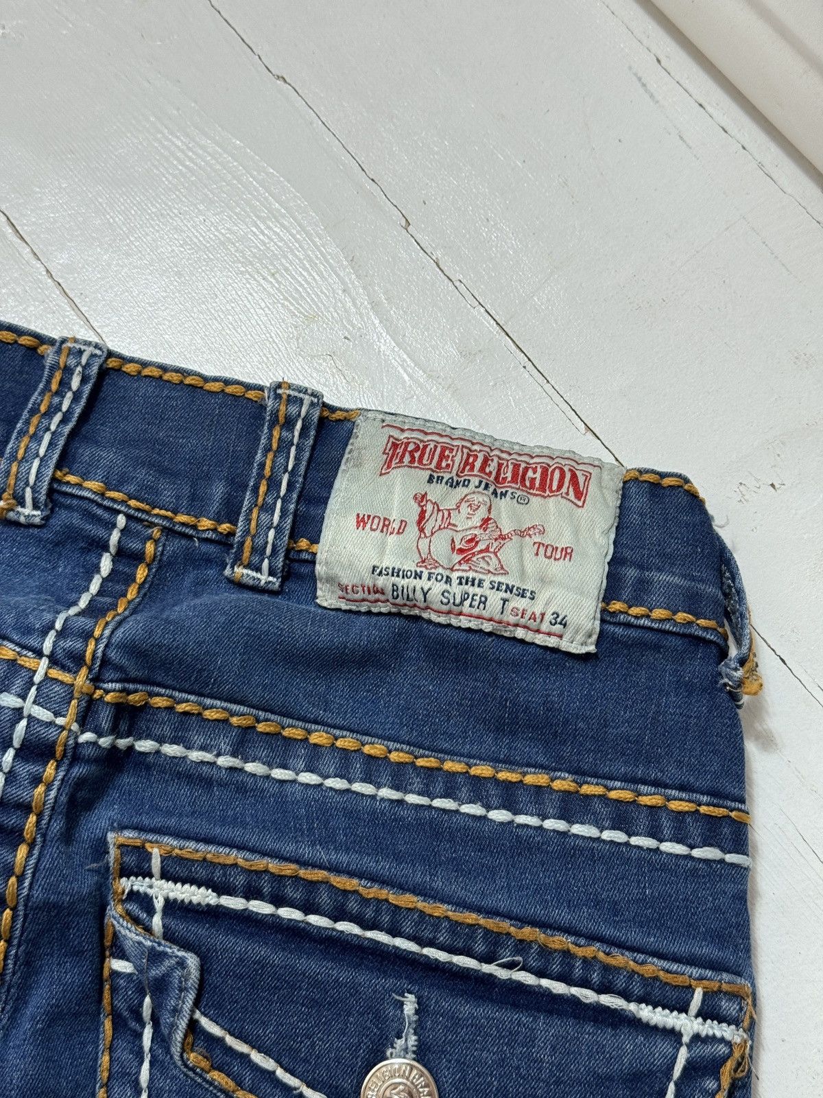 True Religion VINTAGE TRUE RELIGION CONTRASTING SEAMS SKINNY JEANS Size 30" / US 8 / IT 44 - 8 Thumbnail