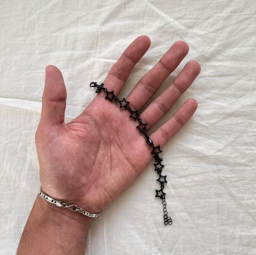 Designer Y2K 2000s style star stacked cute goth grunge black bracelet Size ONE SIZE - 8 Thumbnail